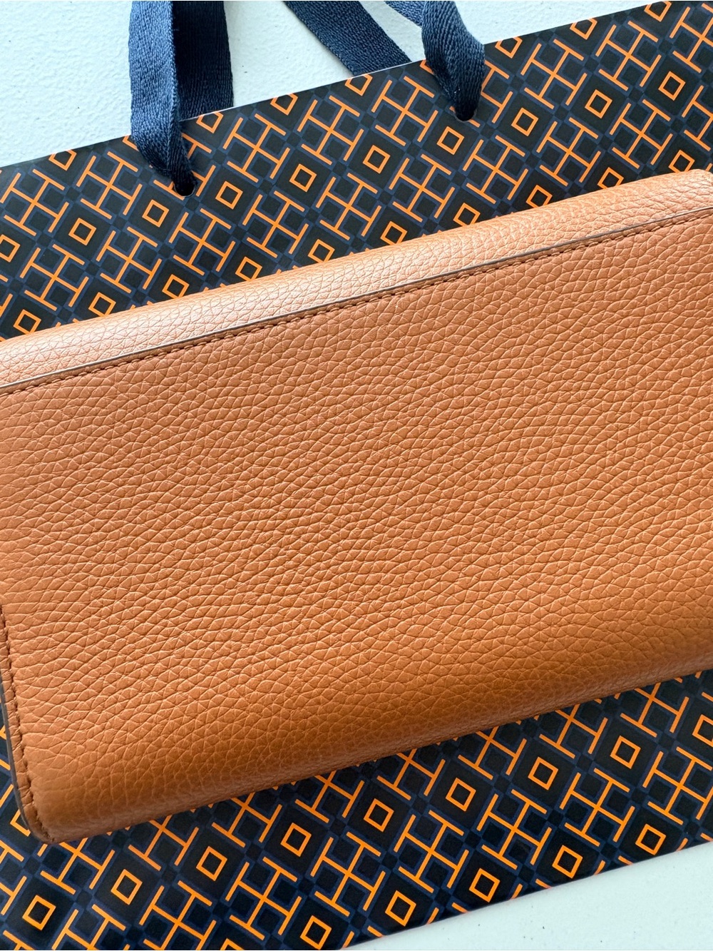 Tory Burch Cognac Brown Pebbled Leather Crossbody Wallet & Card Holder Set NWOT - Picture 9 of 10